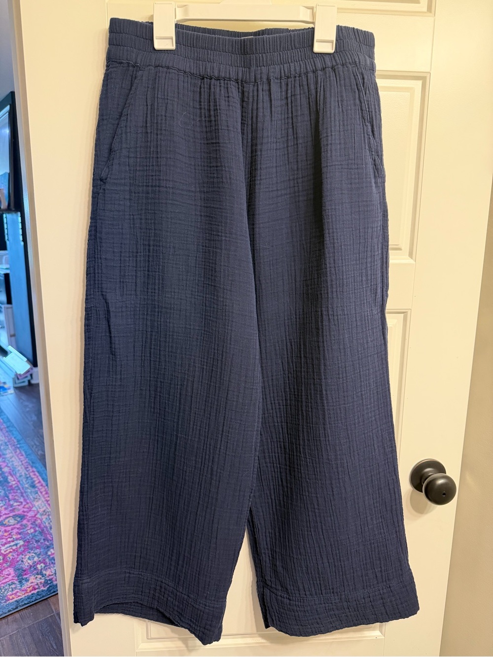 Lou & Grey Navy Wide-Leg Ankle Pants